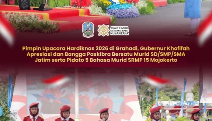 Gubernur Khofifah Apresiasi Paskibra Lintas Jenjang di Hardiknas 2026