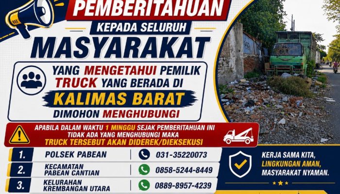 Truck Mangkrak di Kalimas Barat Akan Dieksekusi.