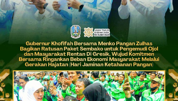 Gerakan Hajatan di Gresik, Gubernur Khofifah Sebut Bantuan Pangan Jadi Jaring Pengaman bagi Sektor Informal