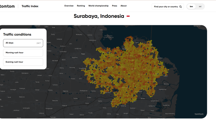 TomTom Traffic Index 2025: Surabaya Kota Termacet Kelima di Indonesia