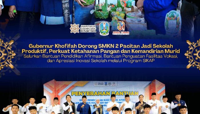Khofifah Salurkan Bantuan Pendidikan untuk 132 Murid SMA, SMK, dan SLB di Pacitan