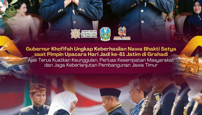 Khofifah Anugerahkan Lencana Jer Basuki Mawa Beya kepada 17 Tokoh dan Insan Inspiratif di HUT ke-81 Jatim