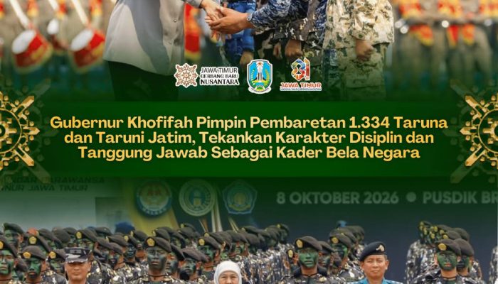 Baret Jadi Simbol Tanggung Jawab, Khofifah Minta 1.334 Taruna Jatim Jadi Teladan dan Pemimpin Masa Depan